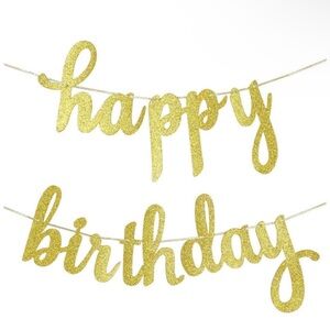 Happy Birthday Banner Gold Decoration